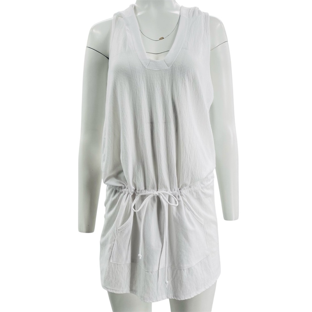 Jordan Taylor Sheer White Hooded Coverup Pullover Size L